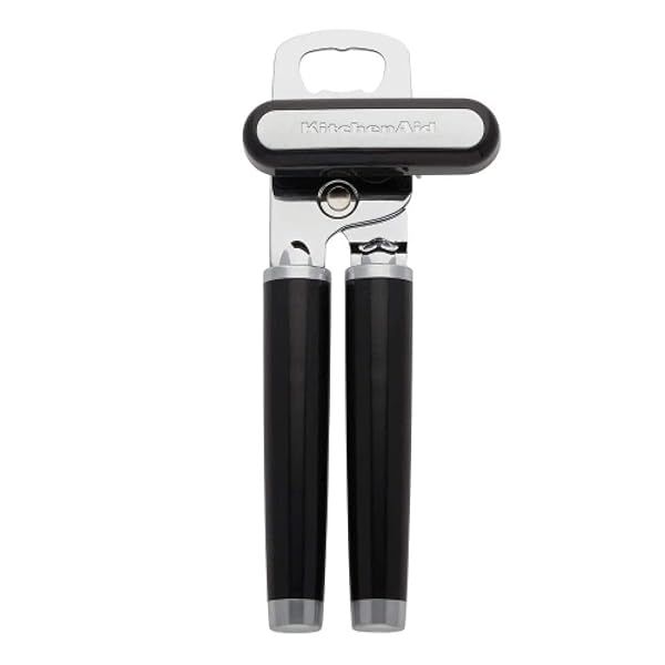 KitchenAid Classic Can Opener & Bottle Opener: Easy Use, Sharp Steel, Ergonomic Handles - Black