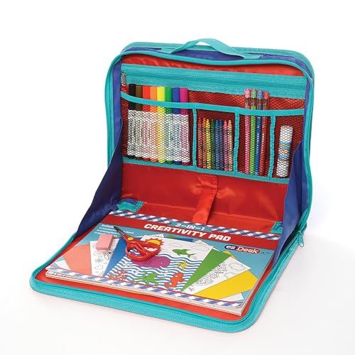 Kittrich EZDesk Travel Activity Kit: 64-Piece Laptop Desk & Art Supplies for Kids - Perfect for Travel!