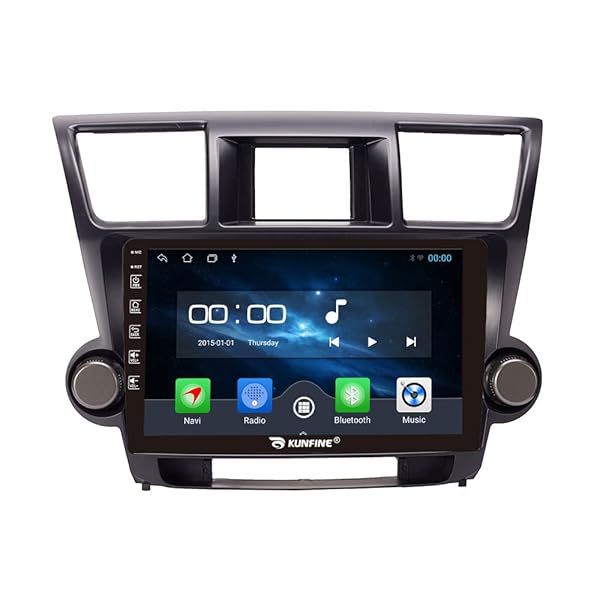 "Kunfine 10" Android GPS Stereo for Toyota Highlander 2007-2014 | Quad Core Media Player with Reverse Camera"