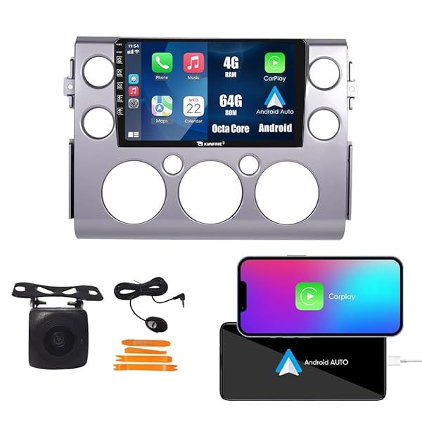 "Kunfine 9" CarPlay Android Auto Stereo for Toyota FJ Cruiser 2006-2020 | GPS, Reverse Camera & Octa Core Media Player"