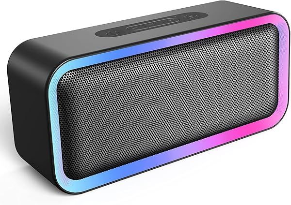 Kunodi Bluetooth Speaker: 10W Stereo Sound, 18-Hour Playtime & RGB Light - IPX5 Waterproof Portable Speaker for Outdoor Fun
