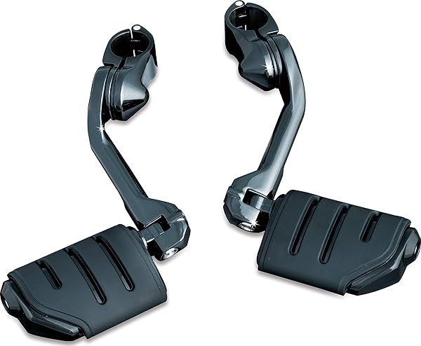 "Upgrade Your Ride: Kuryakyn 7584 Long Arm Cruise Mounts & ISO Pegs for 1-1/4" Engine Guards - Gloss Black"