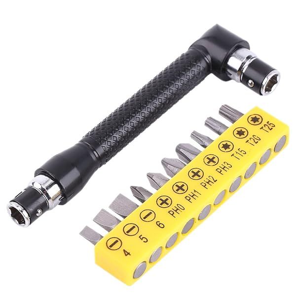 Versatile L Shaped Wrench Set: 1/4 Inch Hex Socket & Screwdriver Bits for Metal, Woodworkers, Builders & Technicians