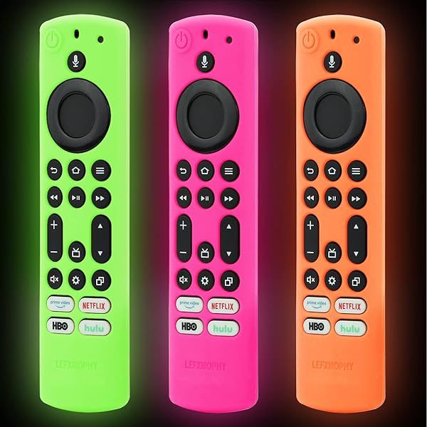 LEFXMOPHY 2023 4K Max Remote Cover for Toshiba & Insignia - 3-Pack Silicone Cases in Glow-in-the-Dark Colors