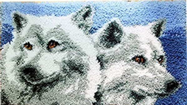 "DIY LUBOT Wolf Latch Hook Kits for Kids & Adults - 20"x15" Rug Making with Printed Canvas Pattern"