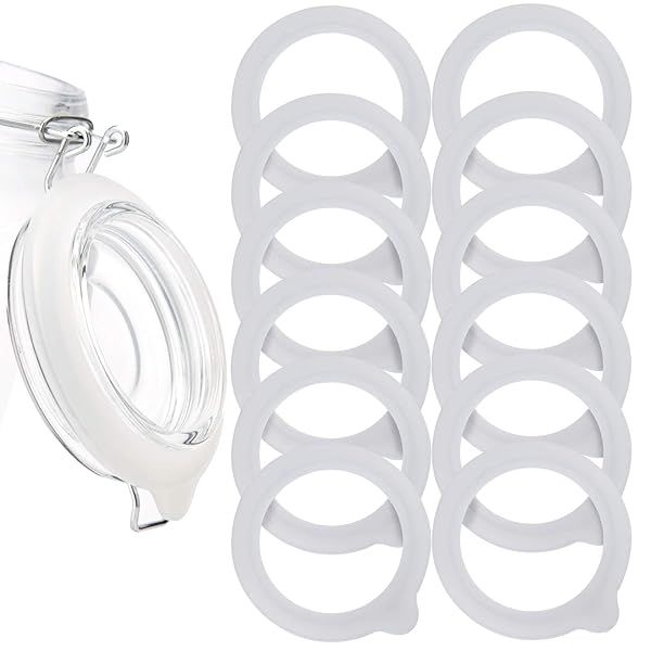 12pcs Silicone Jar Seal Gaskets for Mason Jars - Airtight Replacement for Wide Mouth Glass Lids