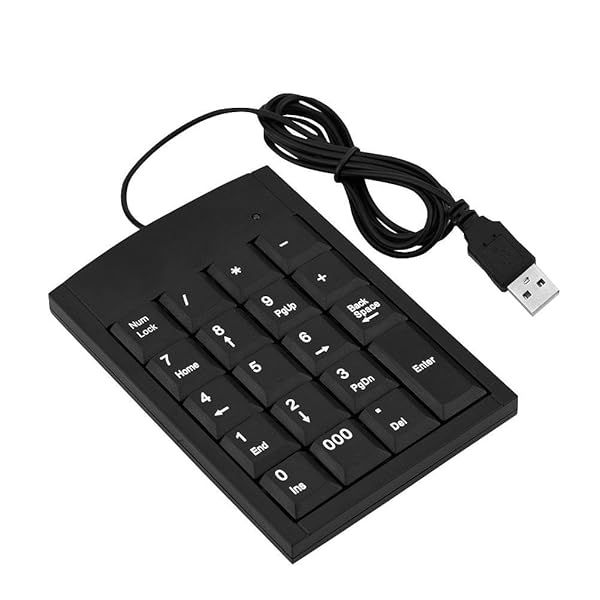 Lazmin Mini USB Numeric Keypad: 19-Key Wired Number Pad for Laptop/Desktop - Plug & Play for Windows XP/7/8/10