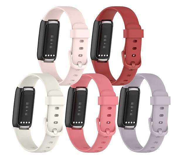 "5PCS Lemspum Silicone Bands for Fitbit Luxe & Special Edition - Sports Wristbands Replacement (Small/Large, 6.1"-8.7")"