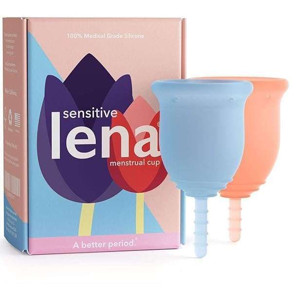 Shop Lena Sensitive Menstrual Cups - Soft, Reusable & Beginner-Friendly for All Flows - 2-Pack in Blue & Coral