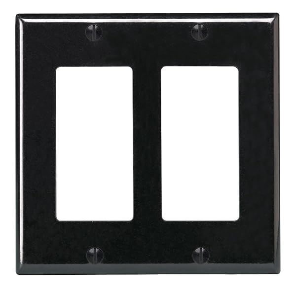 Leviton 004-80409-00E Black Decora Wallplate - 2 Gang Design for Modern Interiors