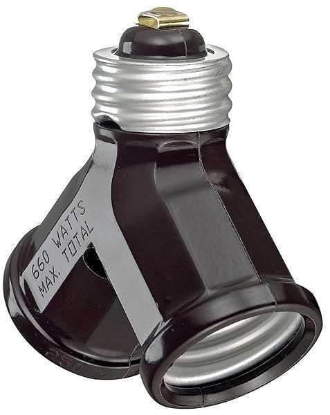 Leviton 128 Twin Light Socket Adapter: 15 Amp, 660 Watt, 250 Volt - Brown