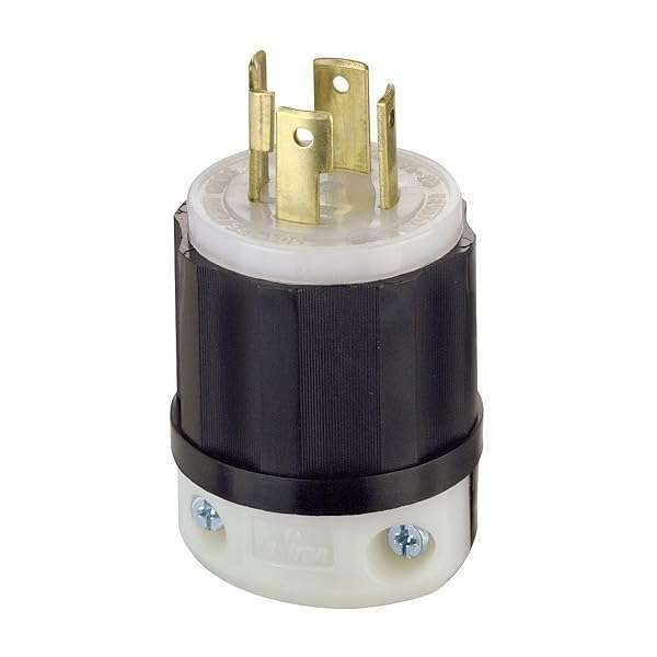 Leviton 2711 Locking Plug: 30 Amp, 125/250 Volt, NEMA L14-30P, Industrial Grade, Black-White