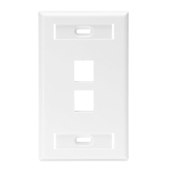 Leviton 42080-2WS QuickPort Wallplate: Single Gang, 2-Port, White with ID Window - Perfect for Home Networking