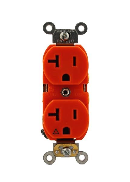 Leviton 5362-IG 20A Industrial Duplex Receptacle - Heavy Duty, Isolated Ground, Orange