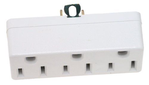 Leviton 698-W Triple Outlet Adapter: 15 Amp, 125 Volt Grounding Solution in White