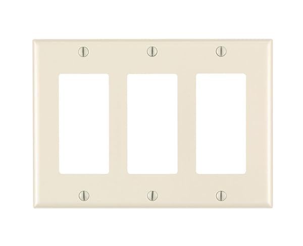 Leviton 80411-T 3-Gang Decora Wallplate - Light Almond GFCI Device Mount, Standard Size Thermoset