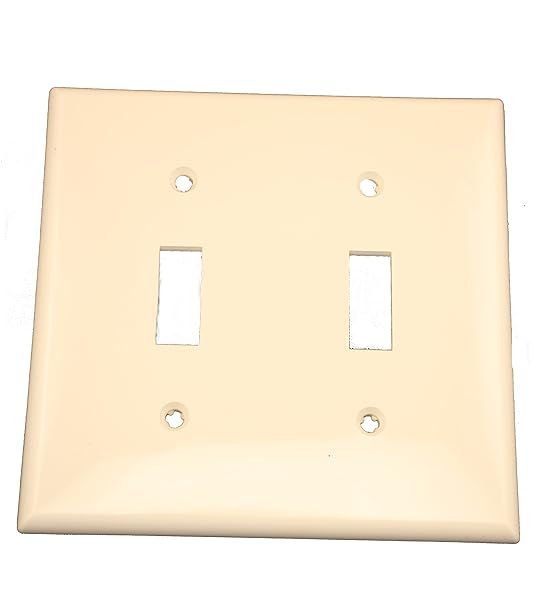 Leviton 80709-T 2-Gang Toggle Switch Wallplate - Light Almond Thermoplastic Nylon, Standard Size