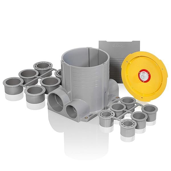 Leviton FBBOX-GY 2-Gang Concrete Floor Box System in Gray - Durable & Versatile Wiring Solution