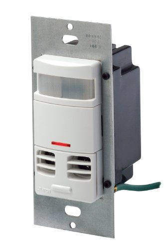 Leviton OSSMT-MDW Wall Switch Sensor: Ultrasonic/Infrared, 2400 sq. ft. Coverage, Neutral Wire, White