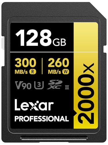 Lexar 128GB Professional 2000x SDXC Card - UHS-II, 300MB/s for DSLR & 8K Video | Fast, Reliable Storage