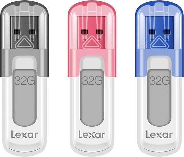Lexar 32GB JumpDrive V100 USB 3.2 Gen 1 - 3-Pack Flash Drive for Fast Storage & Backup (Up to 100MB/s)