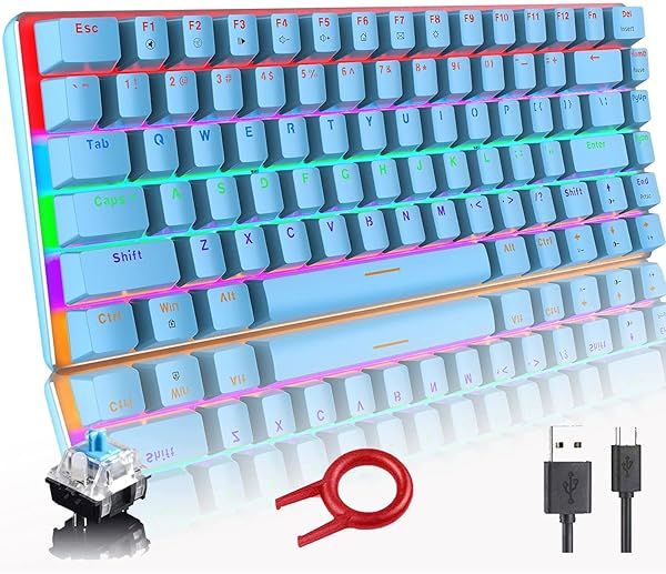 LexonElec Wired Gaming Mechanical Keyboard with Blue Switch & Rainbow LED Backlit - Perfect for Gamers!