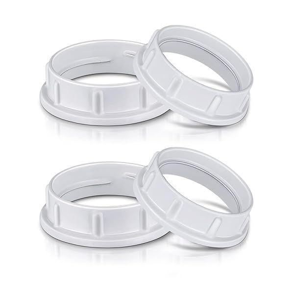 "4-Pack Aluminum Light Socket Shade Rings for E26 Sockets - White Retaining Rings for 1.5" Glass Lamp Shades"