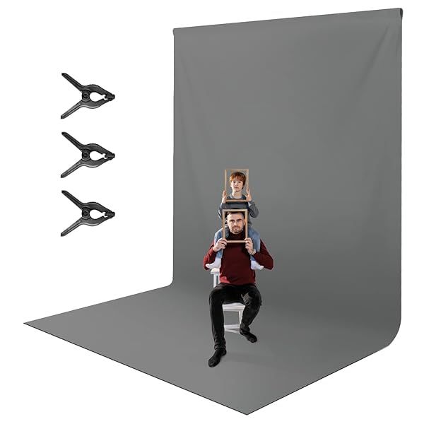 Premium LimoStudio 9x15 ft Gray Photography Backdrop - High Density 150GSM with 3 Spring Clamps for Professionals