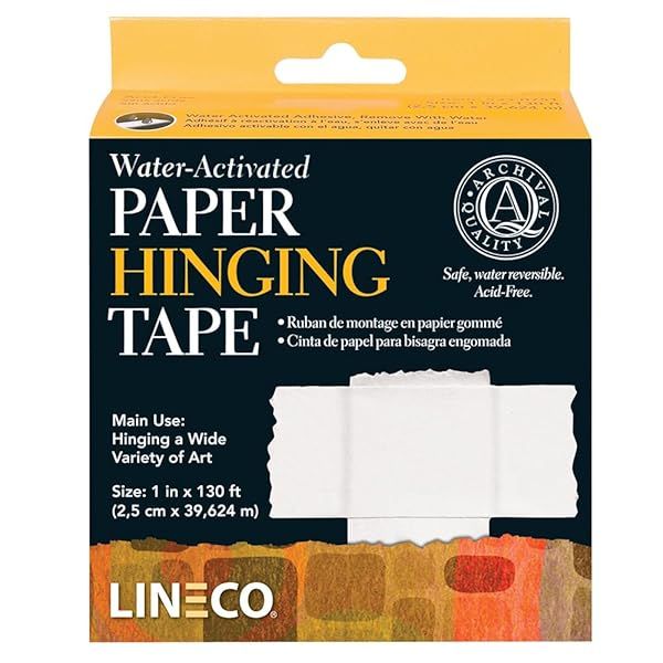 Lineco Acid-Free Water Activated Hinging Tape - 1 Inch x 130 Feet for Art & Photo Matboard