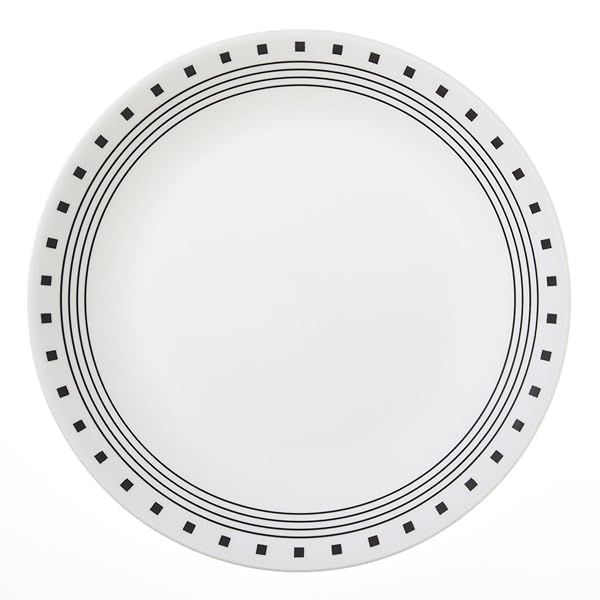 "Livingware 10.25" City Block Dinner Plate Set of 4 - Stylish & Durable Dinnerware for Everyday Use"
