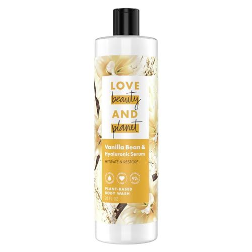 Love Beauty and Planet Vanilla Bean Body Wash: Hydrate & Restore with Hyaluronic Serum, Sulfate-Free & Cruelty-Free, 20 oz