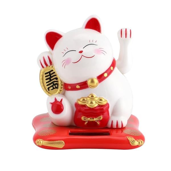 Solar-Powered Lucky Wealth Cat: Cute Waving Home & Car Decor for Good Luck