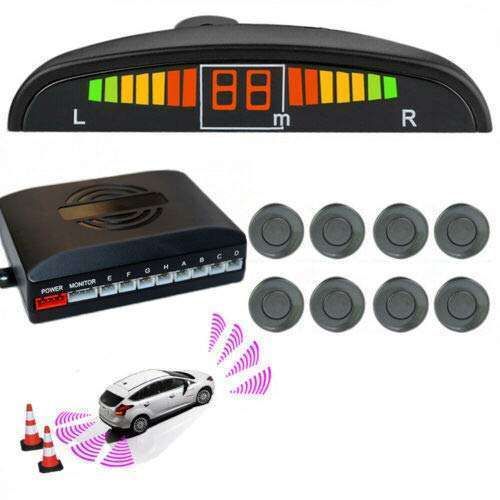 MACHSWON 8-Sensor Car Parking Radar Kit with LED Buzzer Alarm - Front & Rear Reversing Safety System