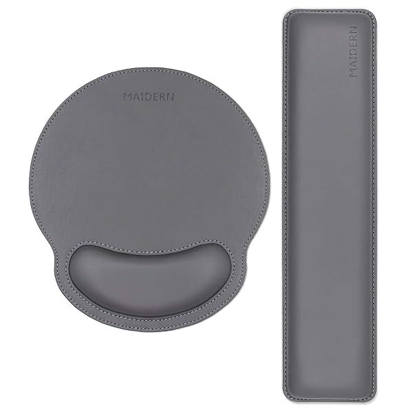 MAIDERN Keyboard & Mouse Wrist Rest Set: PU Leather, Memory Foam for Comfort & Pain Relief - Perfect for Computer & Laptop Use