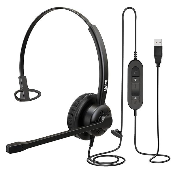 MAIRDI USB Headset with Noise-Canceling Mic for PC, Zoom, Skype & Dragon Dictation - Perfect for Office & Call Center Use