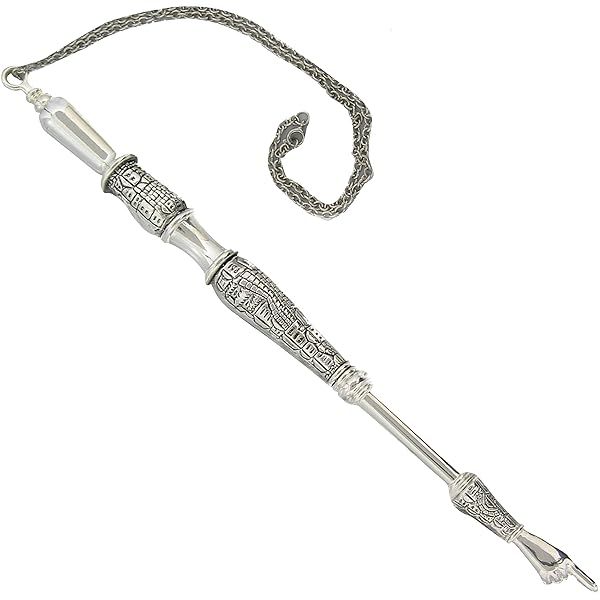 "MASORET Modern Yad Torah Pointer: Elegant 9.6" Carved Handle for Protecting Jewish Scrolls"