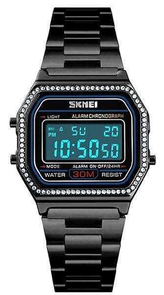 MASTOP Luxury Women's LED Digital Watch - Ultra Thin Black Steel Square Wrist Watch