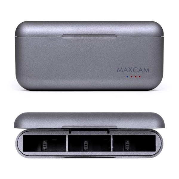 MAXCAM Power Triple Battery Charger for GoPro HERO8, HERO7, HERO6 & HERO5 - Fast Charging & Reliable Performance