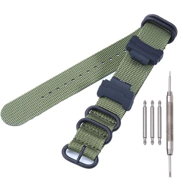 MCXGL Heavy Duty Nylon Watch Strap & Adapter 16mm for G-Shock DW5600, GW6900, GA110, GA120, GA100 - Durable Replacement Band