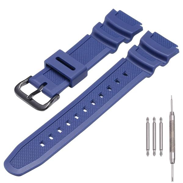 MCXGL Natural Resin Watch Band for Casio W218H, W-219H, AE1200WH & More - Waterproof Rubber Strap Replacement