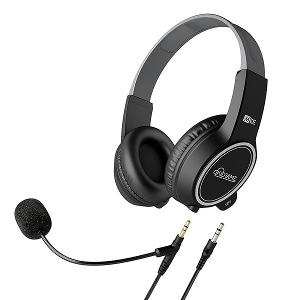 KidJamz 3 Kids Headphones: Safe Listening, Volume Limiter & Boom Mic for School & Travel - Adjustable On-Ear Design