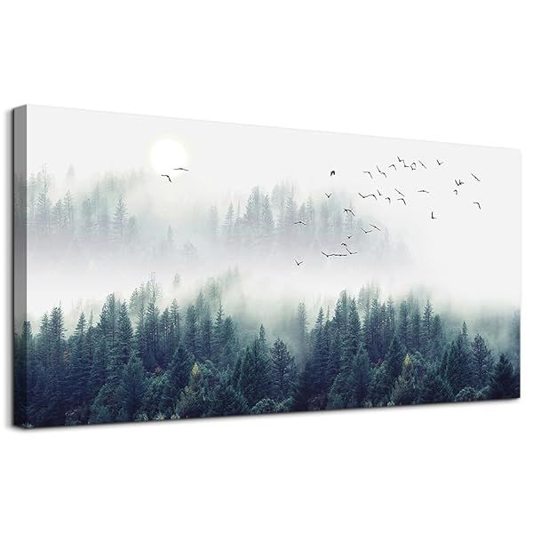 "MHARTK66 Ethereal Mountain Landscape Canvas Art - Modern Wall Decor for Living Room & Bedroom - Ready to Hang 20"x40""