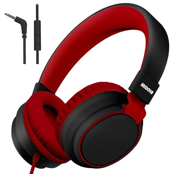 Buy MIDOLA Kids Headphones: Foldable Over-Ear 85/110dB Noise Protection with Mic for School & Devices - Black