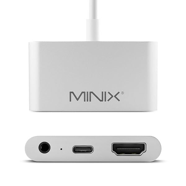 MINIX NEO C-HAGR: USB-C to 3.5mm Audio Adapter with 4K @ 60Hz Output for macOS, iPadOS, Android & Windows