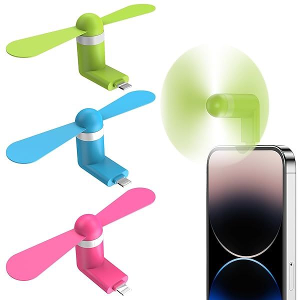 MIUOLV Portable iPhone Fan 3-Pack: Compatible with iPhone 14/13/12/11/X Models & iPad - Stay Cool Anywhere!