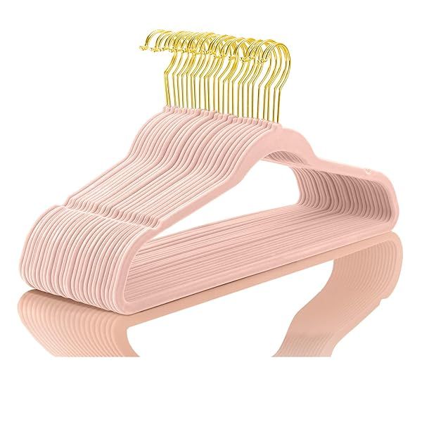 Buy MIZGI Premium Velvet Hangers (50 Pack) - Non-Slip Blush Pink Suit Hangers with Gold Hooks for Space Saving & Organization