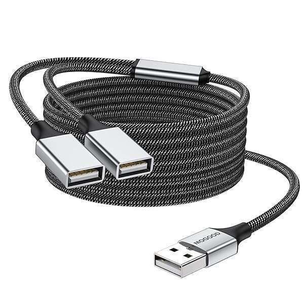 Buy MOGOOD Dual USB Splitter & Extension Cable - USB Y Adapter for Laptop, Mac & Car - Fast Charging Hub