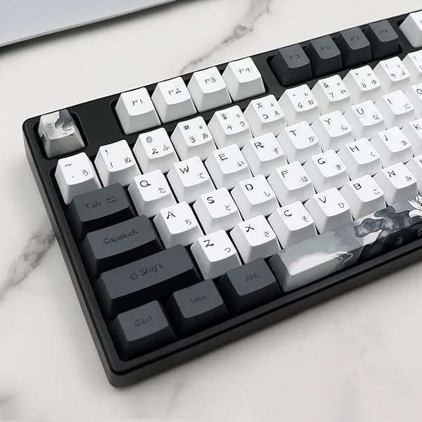 Buy MOLGRIA Ink Lotus Keycaps - 140 PBT Custom Keycaps for Gaming | ANSI/ISO Layout, Japanese Font, MX Switch Compatible