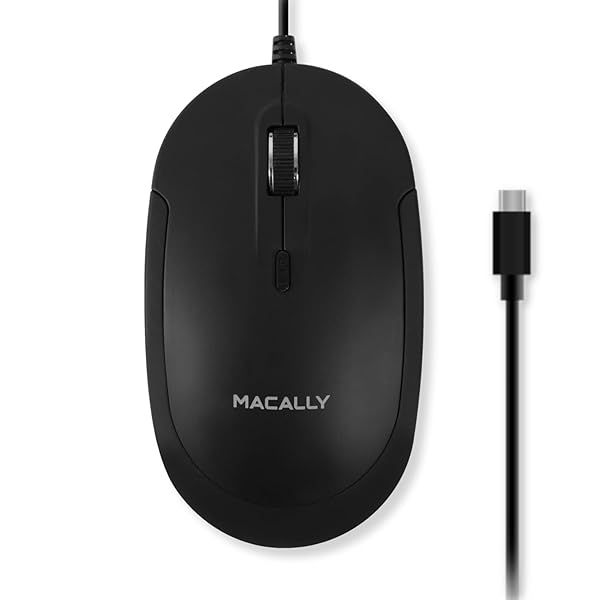 Macally Wired USB C Mouse: Slim, Quiet & Reliable 4 DPI Type C Mouse for MacBook Pro/Air & PC - Perfect for Laptops & iMac