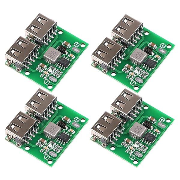 MakerHawk 4pcs USB DC-DC Buck Regulator Module: 9V/12V/24V to 5V, 3A Dual USB Car Charger